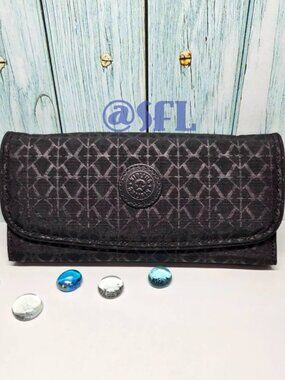 Kipling Money Land Printed Snap Wallet Signature Emb In Black Full Size Wallet